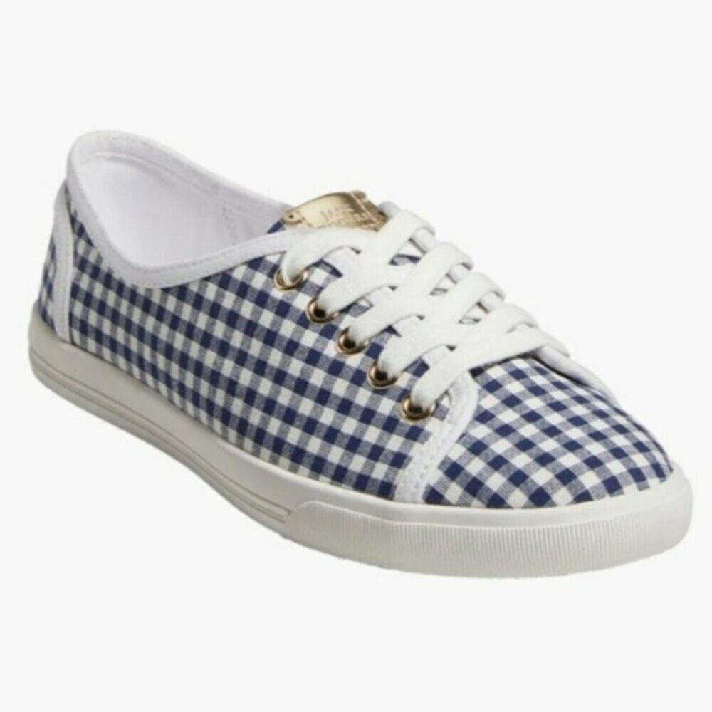 Jack Rogers Ava Gingham Slip On Sneaker Mules Blue Canvas Casual Preppy Size 10
